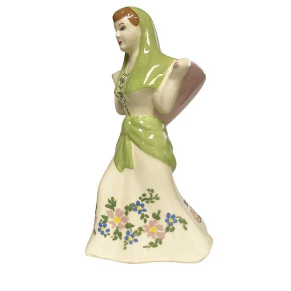 Vintage MK Signed Basket Lady Ceramic Pottery Decorative Vase - Picture 2 of 10